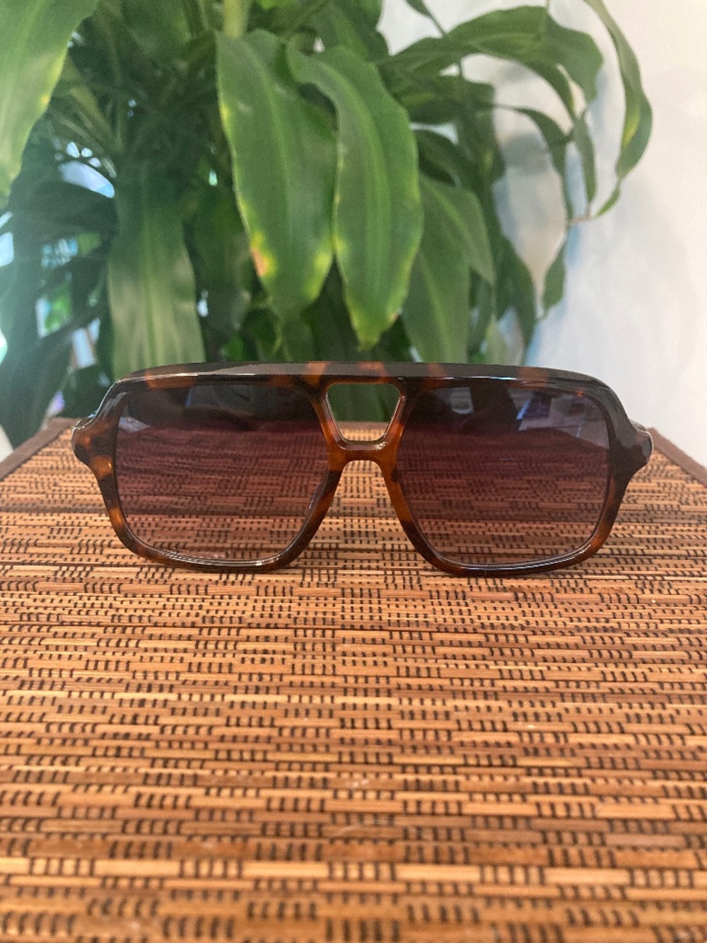 Large Acetate Frame Retro Aviator Sunglasses ( 80976) Brown print